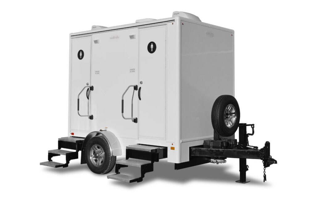 White 2 stall restroom trailer