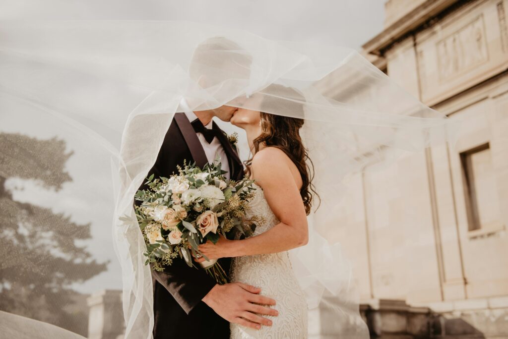 couple shares moment at their wedding