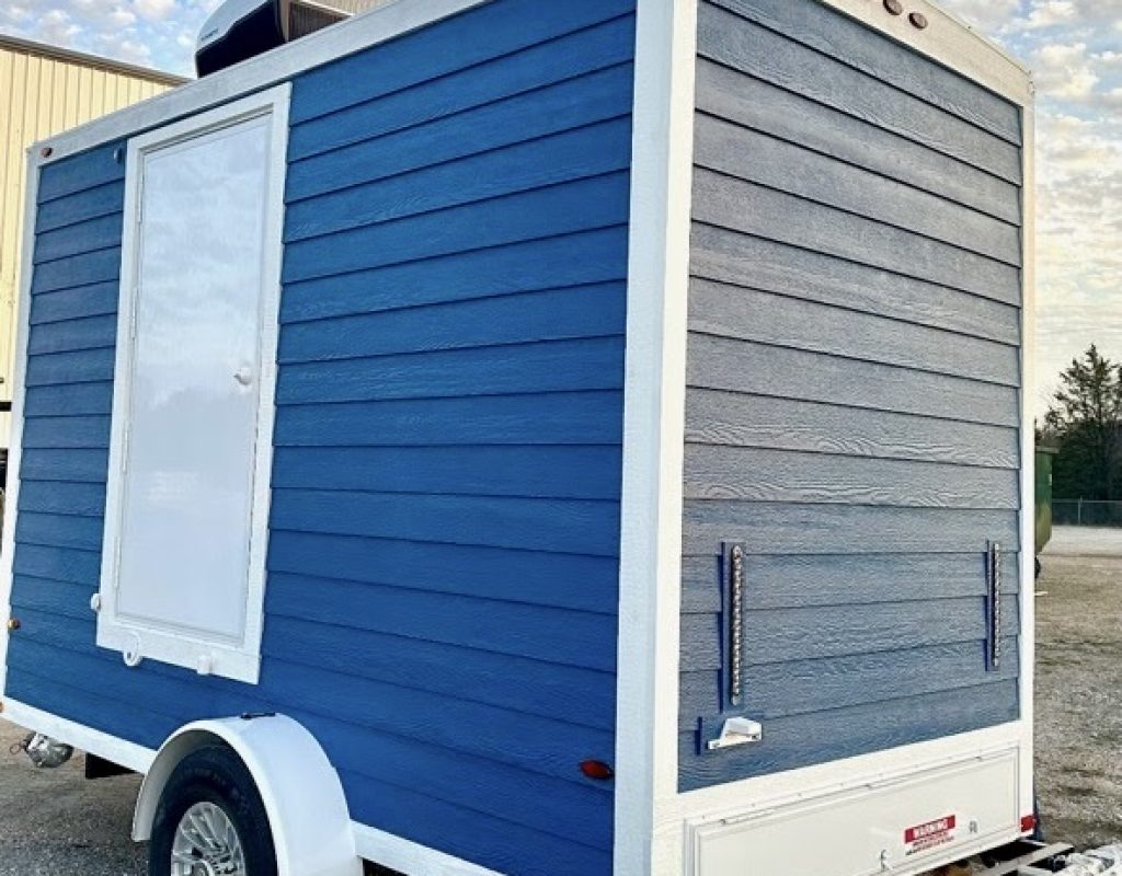 Luxury portable restroom unit for private party by Golden Coast